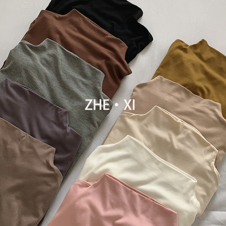 Zhe Xi's semi-high-neck base layer for women's 2022 autumn collection, a new fitted short-sleeved top paired with a Modal T-shirt for women, 1177 Application Scenario