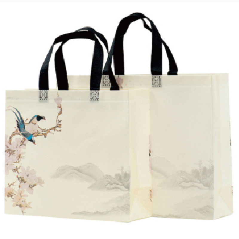 国潮覆膜无纺布服装旗袍袋定制LOGO国潮礼品袋彩印广告无纺布古风