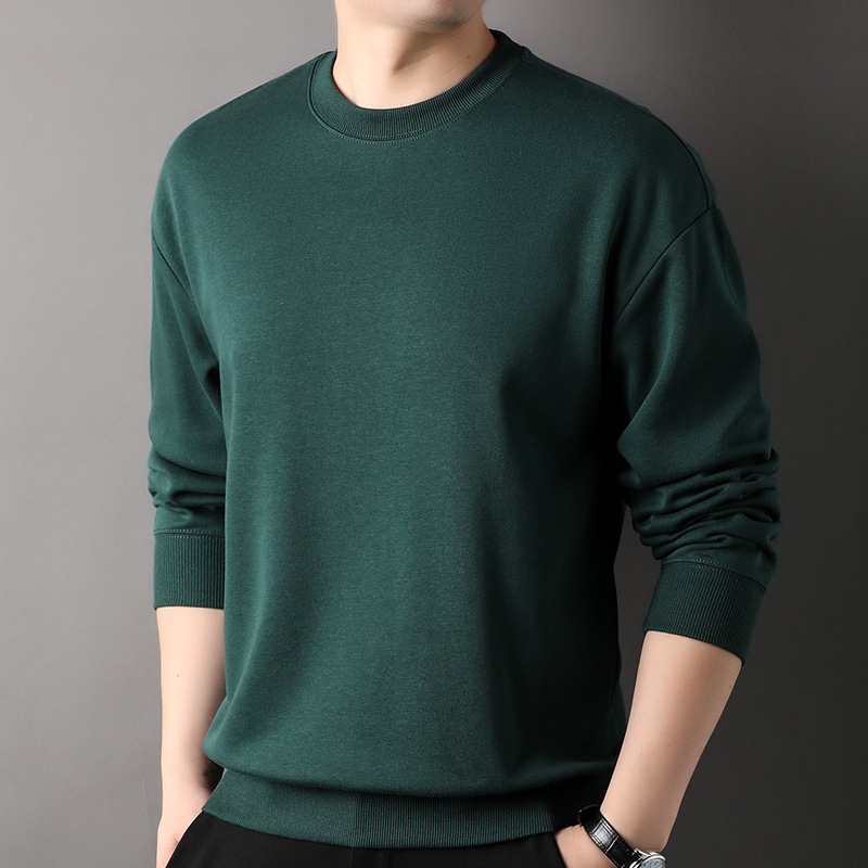 Milk Silk 300g heavyweight men's 2023 autumn/Winter new round neck base layer solid color long-sleeved T-shirt men's top
