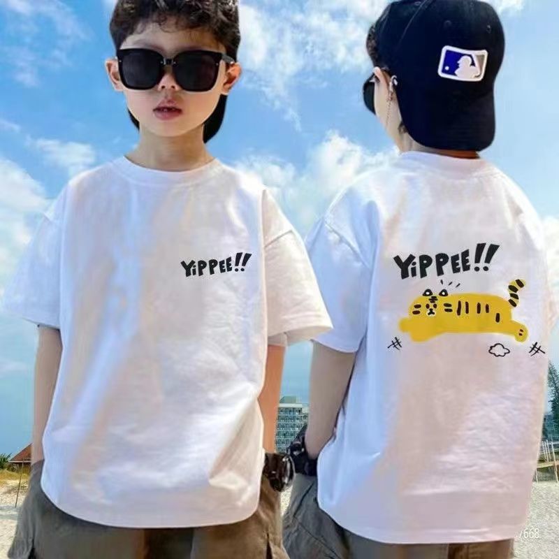 Children's clothing: Pure cotton short-sleeved T-shirt for boys, sweat-absorbing and versatile top for adults, new summer style, children's and boys' base layer Application Scenario