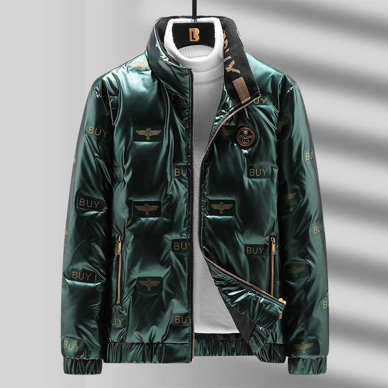 Men's stand-up collar down jacket, a fashionable and casual winter Chinese style men's white duck down cold-resistant and warm down jacket