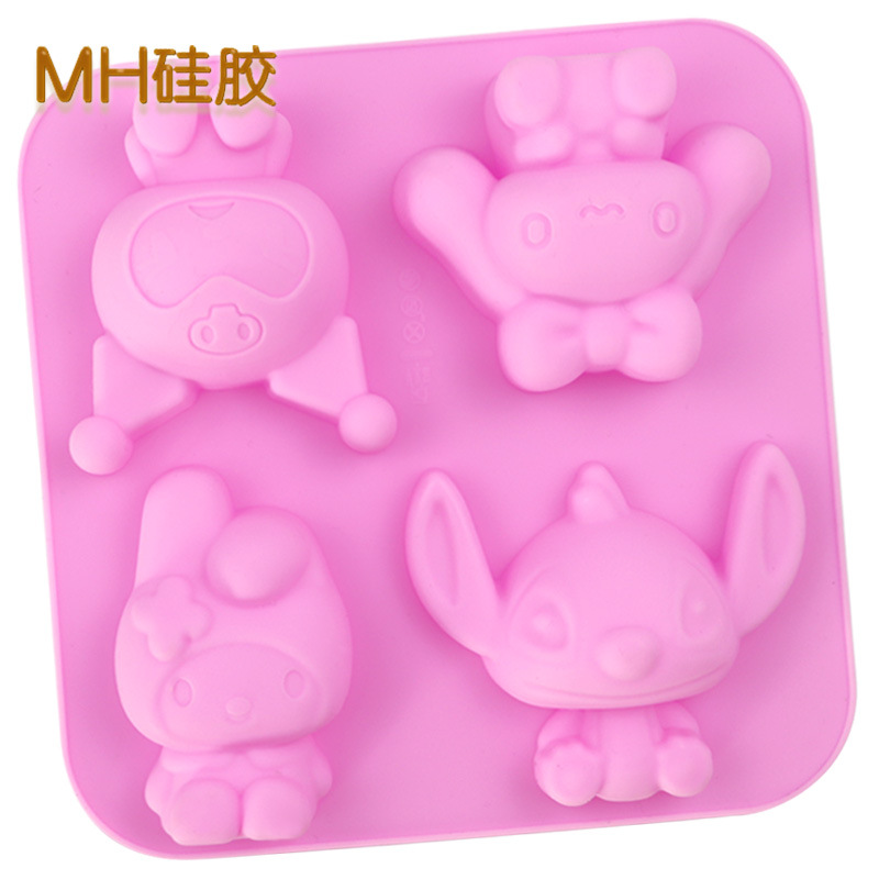 Minghao 4-Even Cartoon Combination Silicone Cake Mold Handmade Soap Mold Diy Baking Kulomi Yugui Dog details Picture