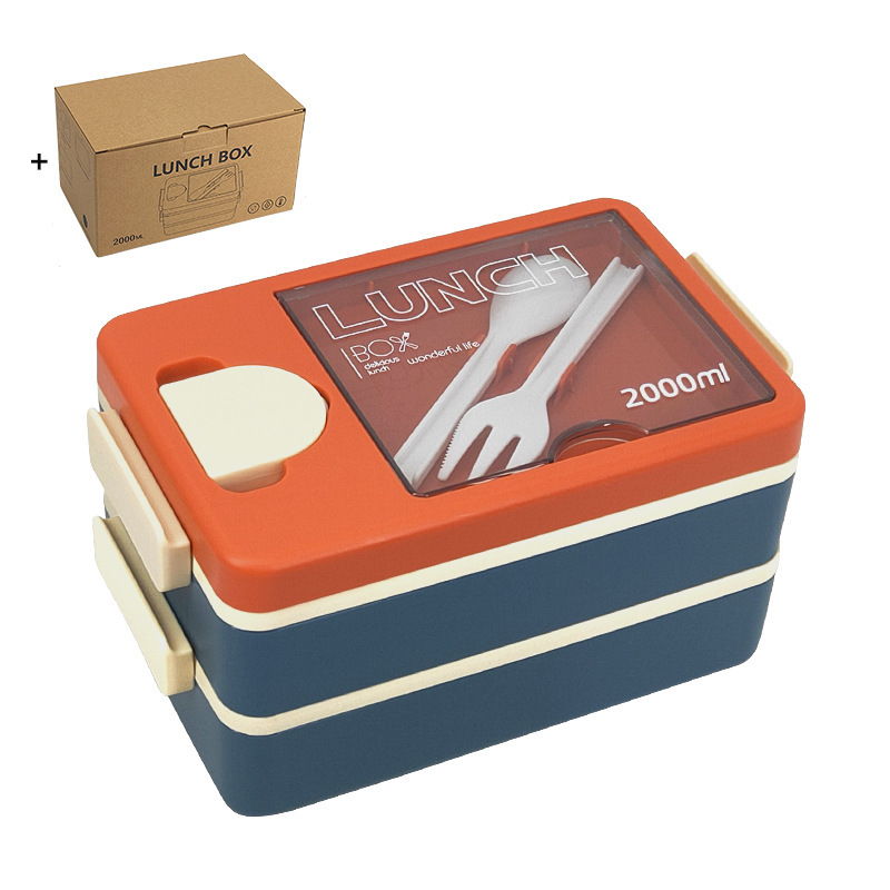 Estilo japonés de doble capa lunch box student food box