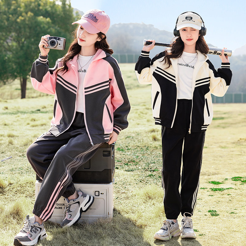 女童秋装运动套装洋气中大童2024新款儿童装春秋款休闲针织两件套