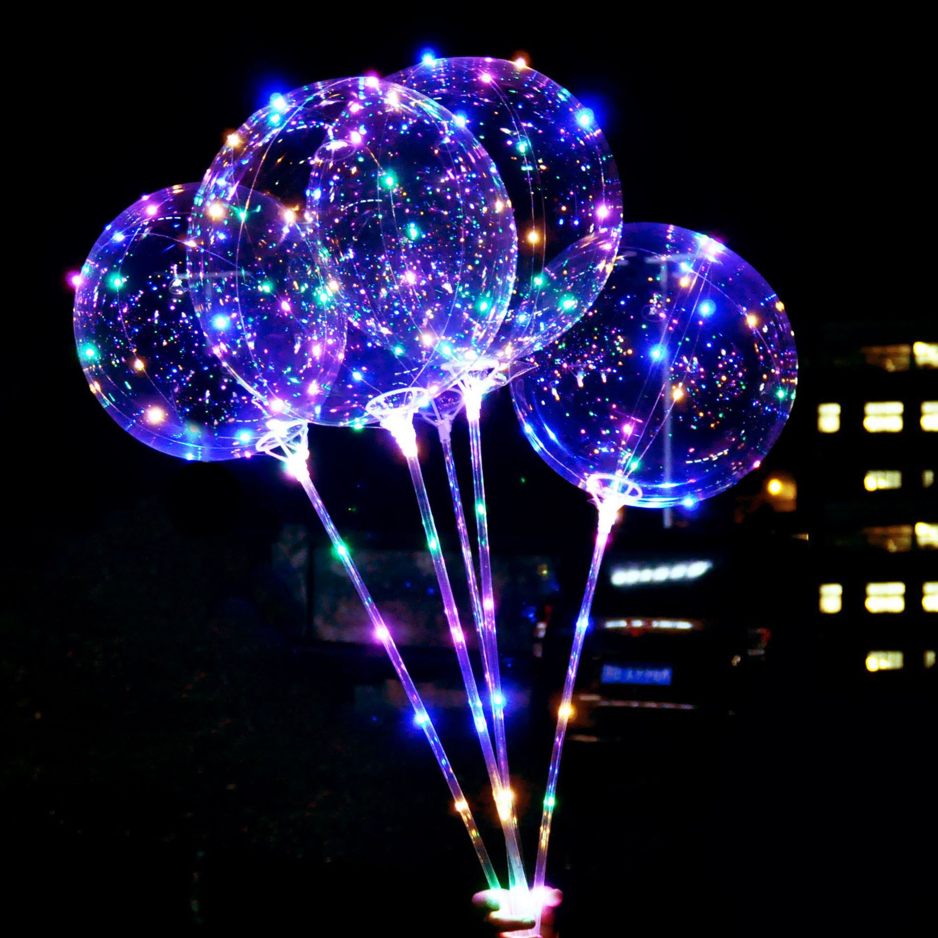 跨境新款20寸透明发光波波球 网红气球带灯发光波波气球 发光气球