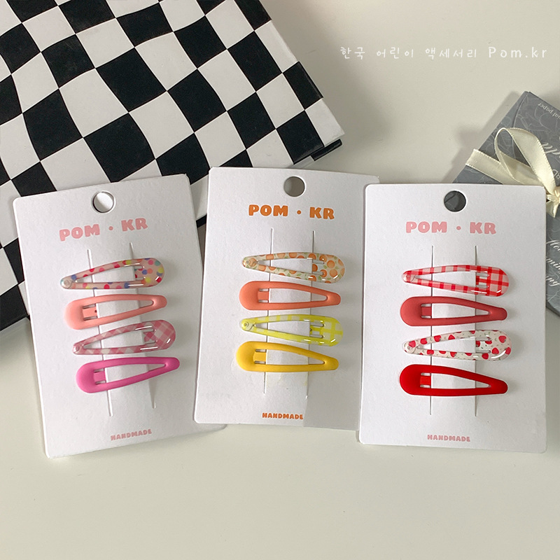 South Korea's New Plaid Print Drop Glue Bb Clip Denim Floral Drop Clip Girls Broken Hair Bangs Clip Hair Accessories Clip details Picture