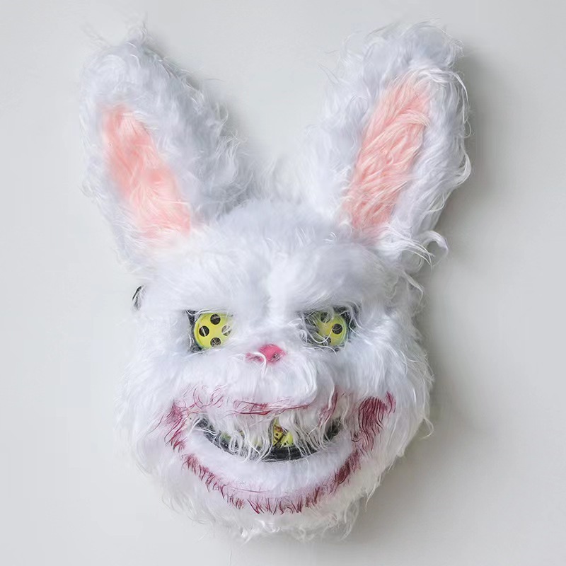 万圣节面具 抖音同款血腥兔子面具恐怖毛绒熊面具cosplay装扮道具详情图4