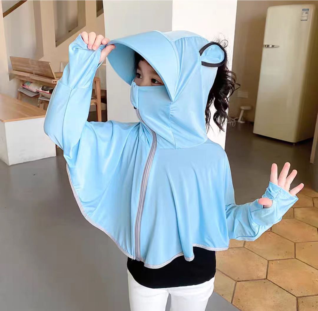 儿童防晒衣连帽女童夏季防紫外线冰丝防晒服男宝宝薄款透气防晒衫产品图