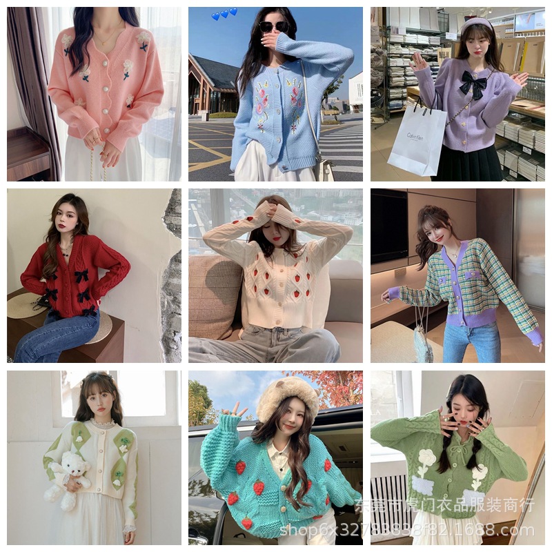 2023 Autumn/Winter New Women's sweater Korean-style multi-craft women's knitted laid-back cardigan for women wholesale website Specification image