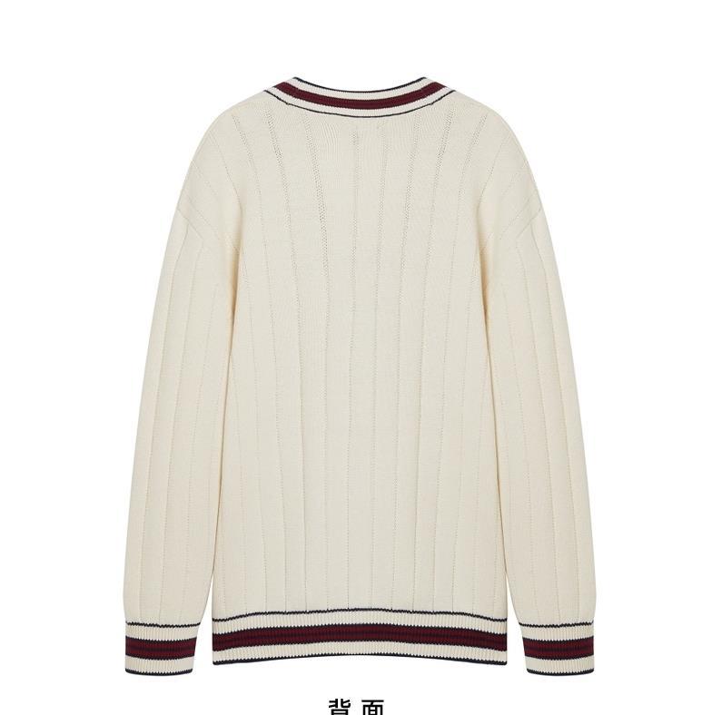 2022 Autumn New Women's retro Loose V-neck Bear knitted cardigan sweater coat TTCK22J908I Specification image