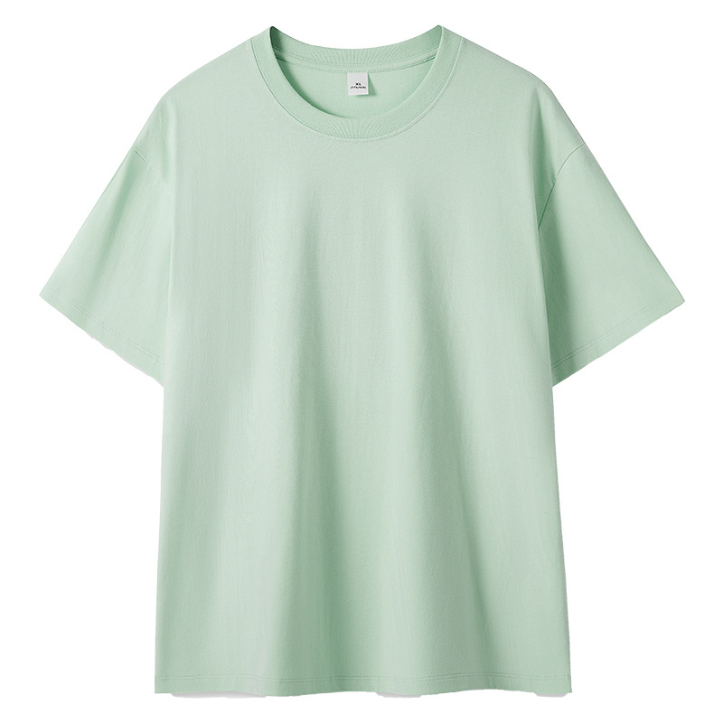 Heavy Cotton Short Sleeve T-Shirt Men's Loose Solid Color Base Shirt With Casual Men's T-Shirt White Summer Clothes Item Picture