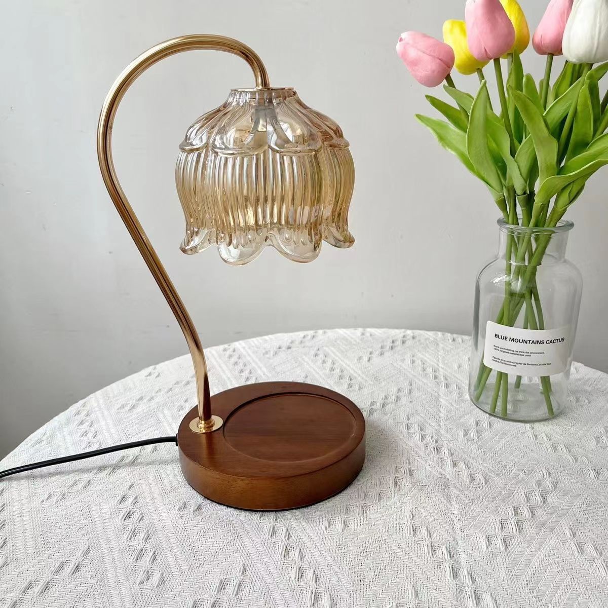 Marble Melting Candle Lamp Ins Fragrance Gift Desk Lamp Smokeless Temperature Control American Retro Night Light Aromatreatment Melting Wax Lamp details Picture