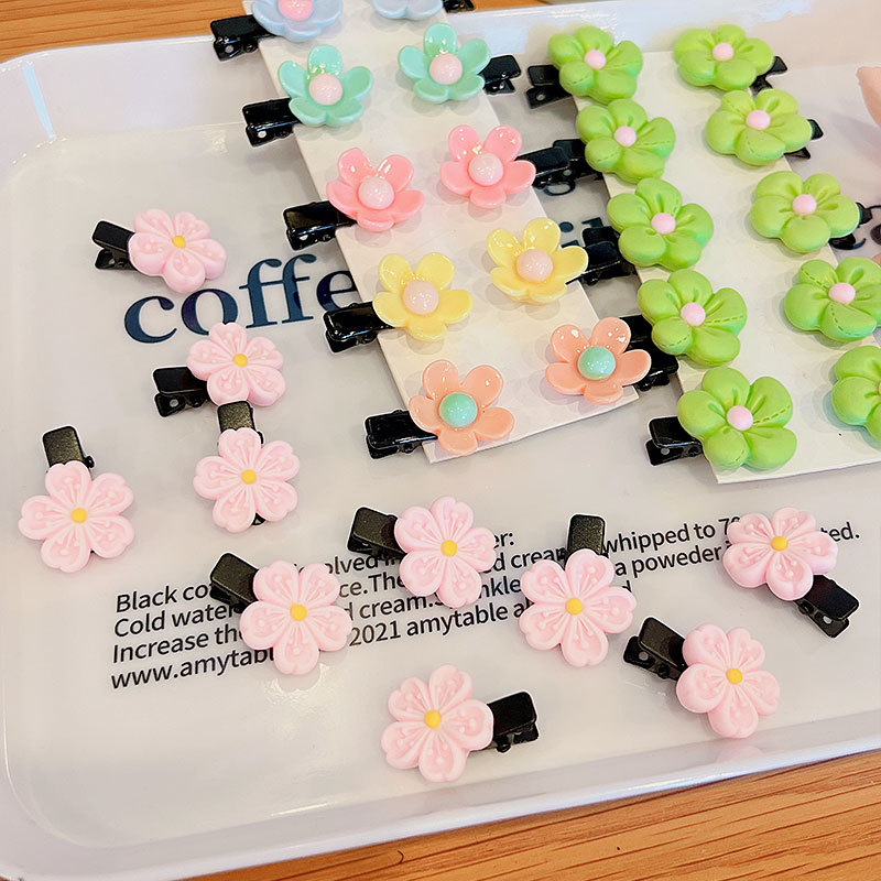 Children's Flower Hair Braid Hairpin Korea Baby Cute Broken Hairpin Little Girl Mini 10 Set Internet Celebrity Headwear Application Scenario