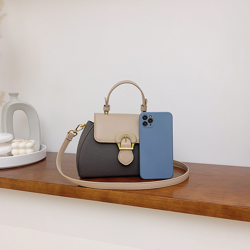 外贸流行包包女2023秋冬新款时尚撞色手提包小众百搭单肩斜跨女包产品图