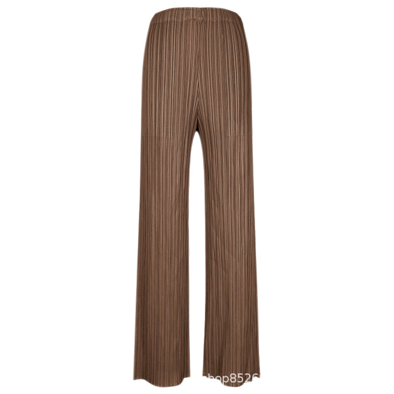 Spring And Summer Casual Pants Women Simple Loose Comfortable Stretch Casual Pants Women's Pleated Pants Straight Pants Miyake Solid Color Application Scenario