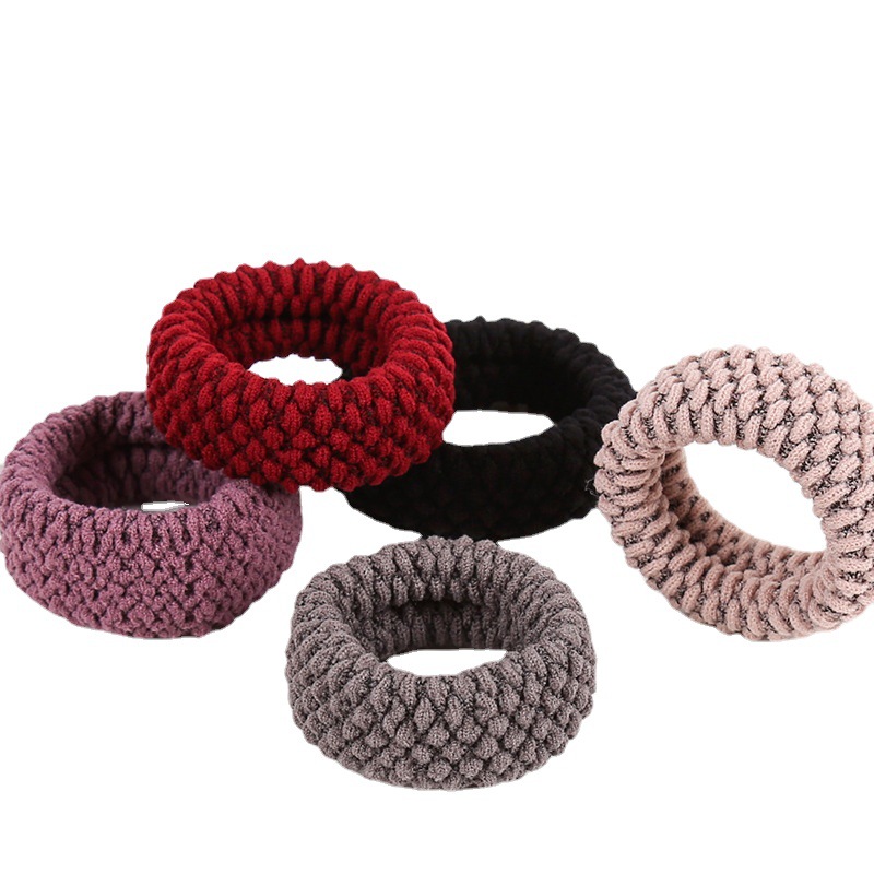 Boxed thickened and widened high-elasticity towel band, seamless fish-scale pattern hair tie, rubber band, leather cover, hair band Specification image