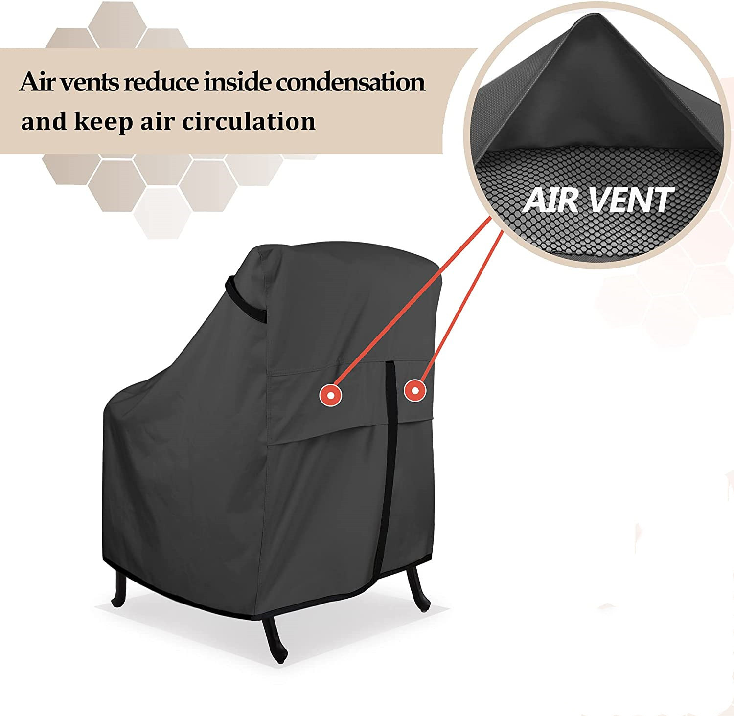 Black chair covers, terrace stackable chair covers, waterproof outdoor stackable chair covers, seat covers, chair covers details Picture