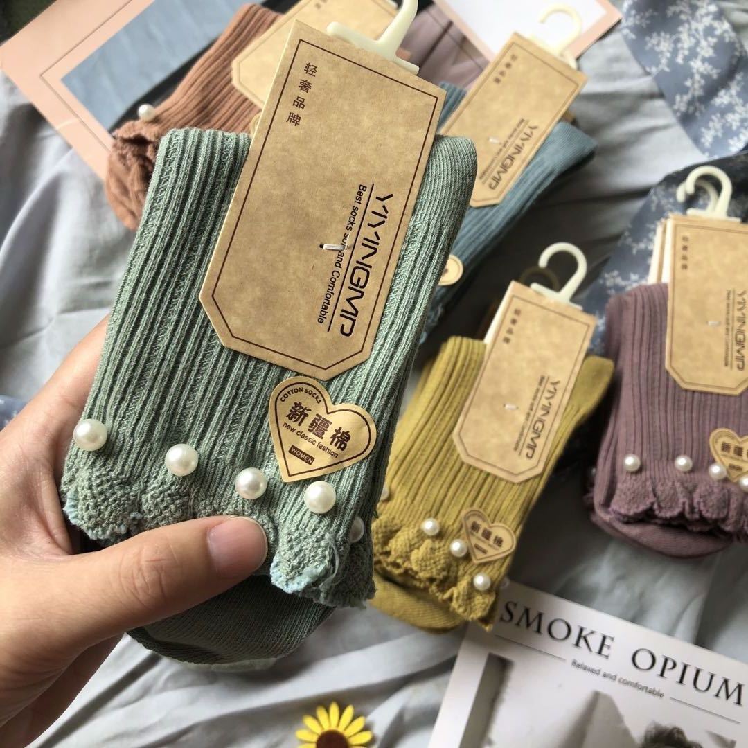 High-quality socks for supermarkets, women's lace mid-calf socks, the same style for Instagram trend streamers, Japanese-style business black men's socks details Picture