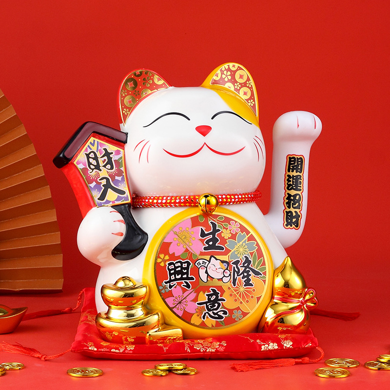 摇手招财猫摆件开业大小号店铺收银台礼品家居饰品自动招手发财猫