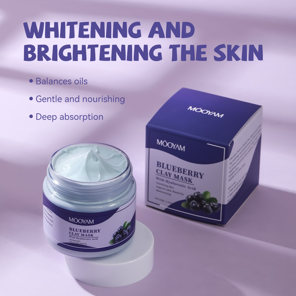Cross-Border Kaolin Blueberry Mud Mask 120G Pore-Shrinking And Pore-Cleansing Mud Mask details Picture
