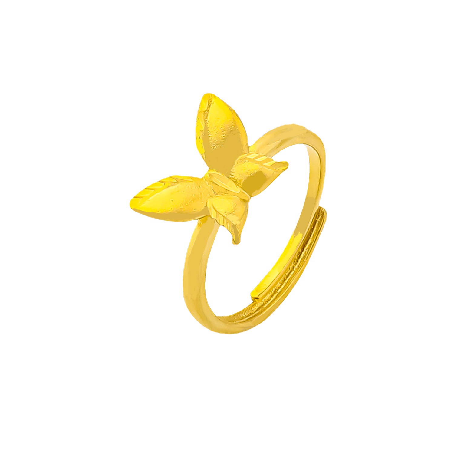 创美首饰镀24K金色蝴蝶开口戒指女设计感小众复古指环结婚戒指详情图5