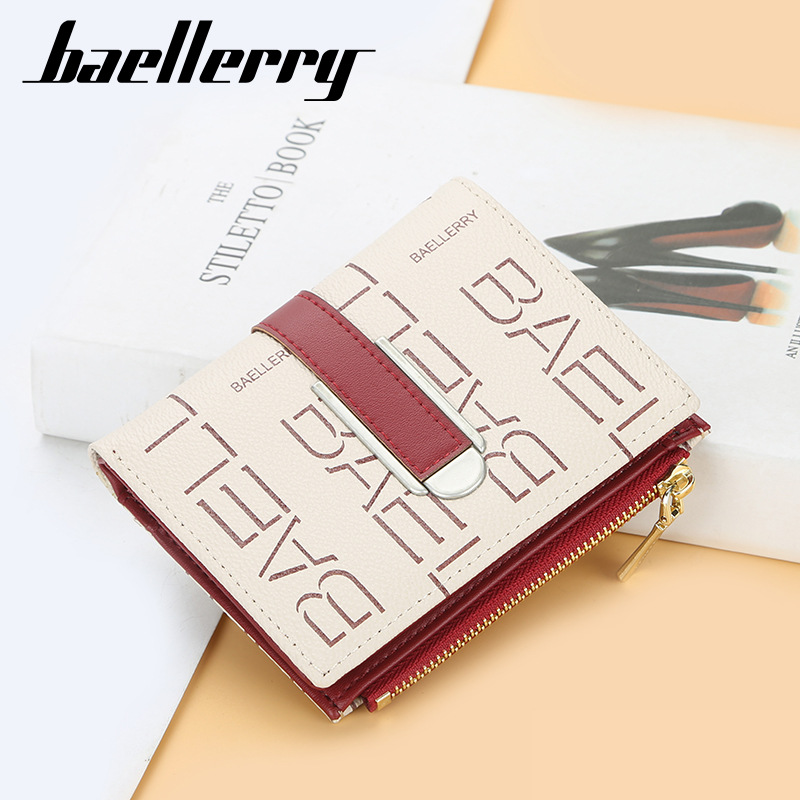 baellerry女士短款钱包韩版印花多卡位摁扣零钱包时尚拉链卡包女详情图3