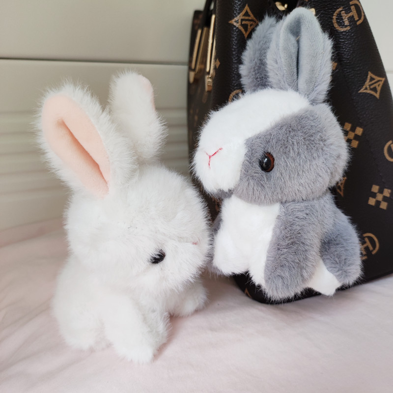 新款迷你仿真兔子公仔毛绒玩具小白兔玩偶挂件娃娃可爱包包钥匙扣
