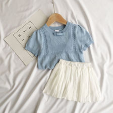 夏女童针织短袖T恤洋气儿童婴儿宝宝冰丝短袖韩版T恤小童上衣女薄