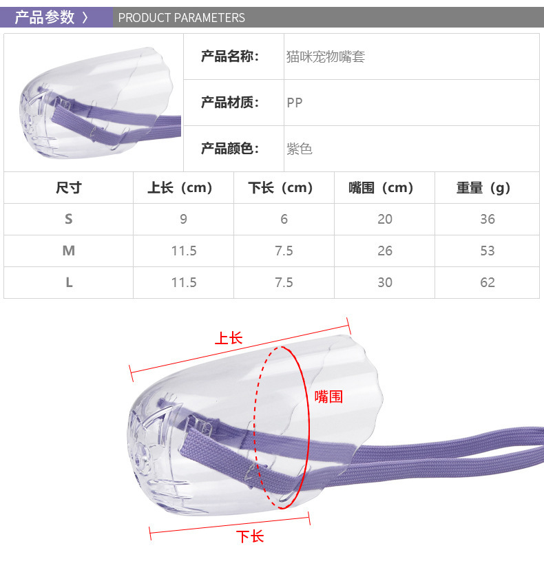Pet muzzle Transparent bite proof cat headgear High-quality material durable going out dog muzzle Pet muzzle supplies details Picture