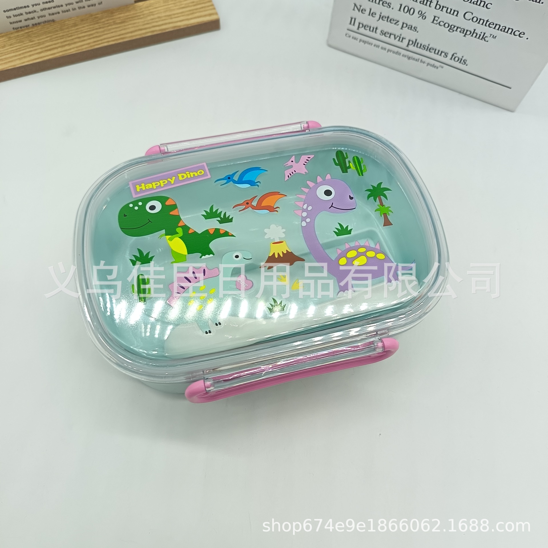 Cross-border best-selling little dinosaur dopamine-colored children's lunch box made of pp material, student lunch box for work, wild meal box Specification drawing