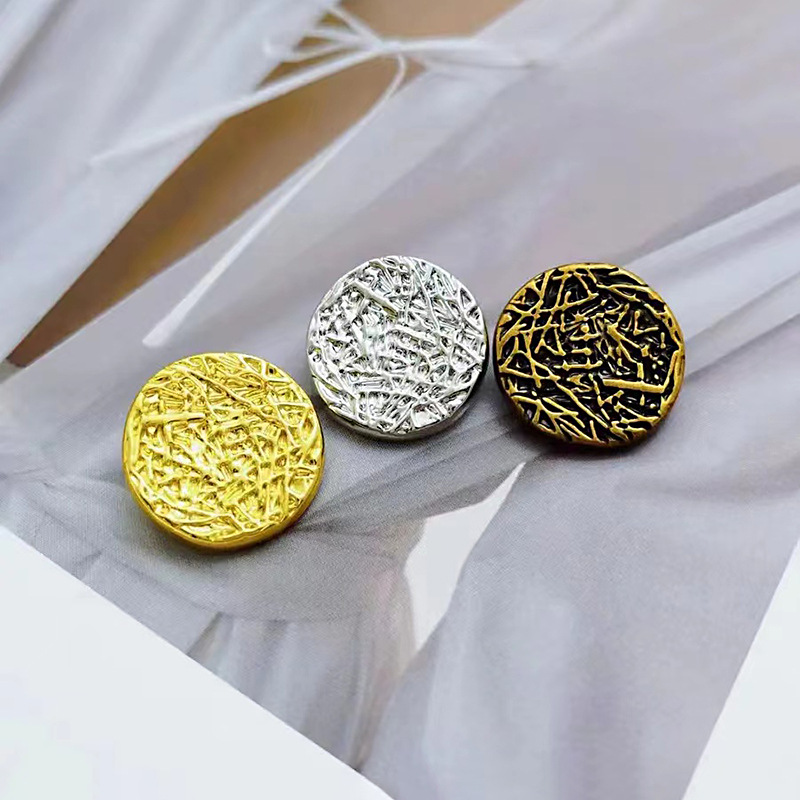 新款裂纹金属手缝扣 创意合金纽扣大衣外套免钉轻奢风女生小香风钮扣图