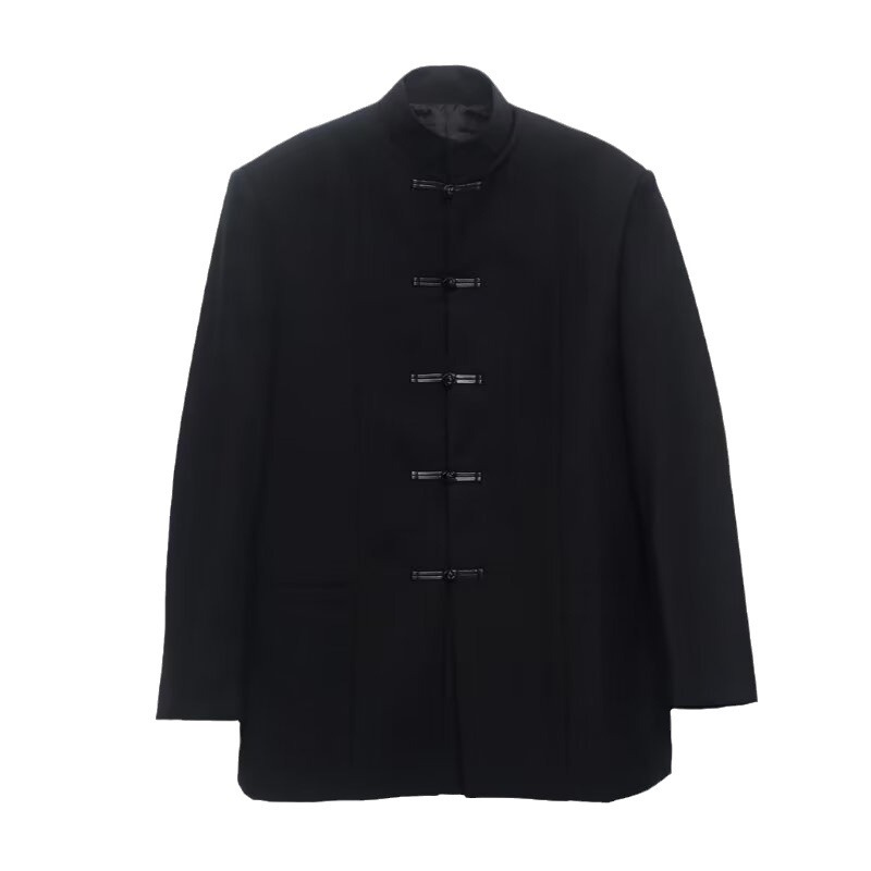 A new Chinese-style Chinese-style button-up Zhongshan suit with a high-end, cool and stylish stand-up collar suit jacket for men, a casual suit with a Chinese style Item Picture