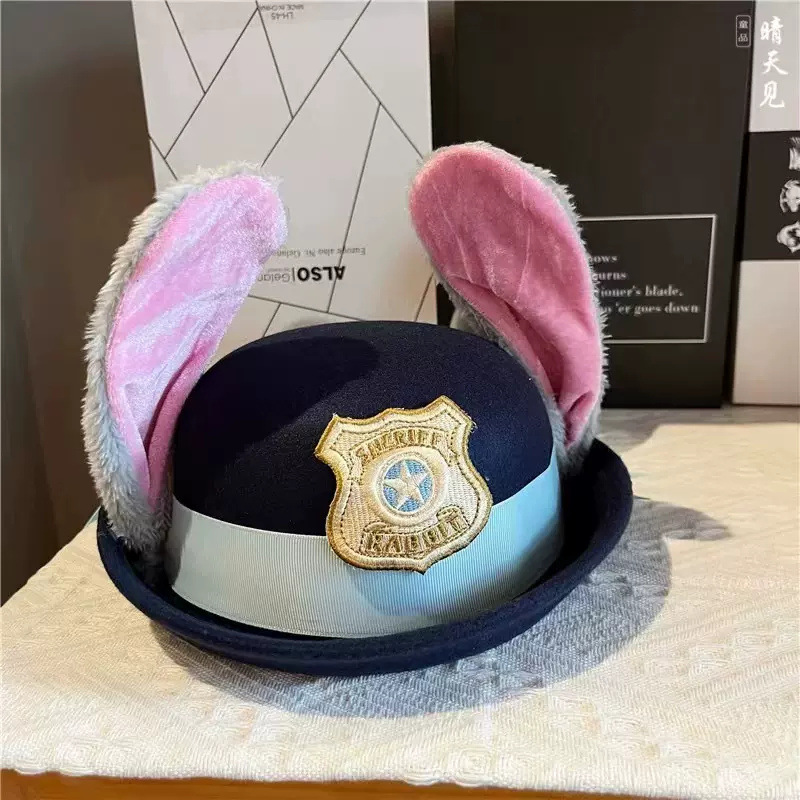 朱迪帽兔子圆顶礼帽疯狂动物城警官朱迪帽子儿童成人发箍头饰帽子
