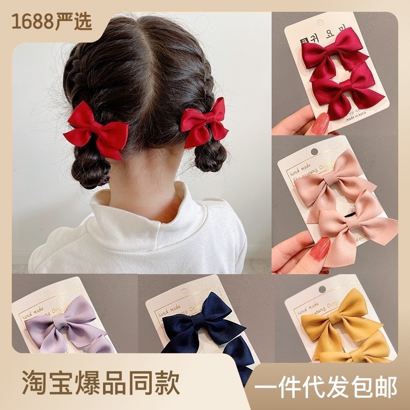韩式蝴蝶结发夹边夹发卡女孩发饰宝宝配饰女童对夹饰品儿童头饰