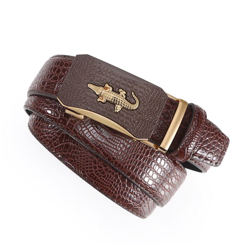 New Men's Alloy Automatic Buckle Belt Wholesale Business Fashion Young High-End Cowhide Crocodile Belt Application Scenario