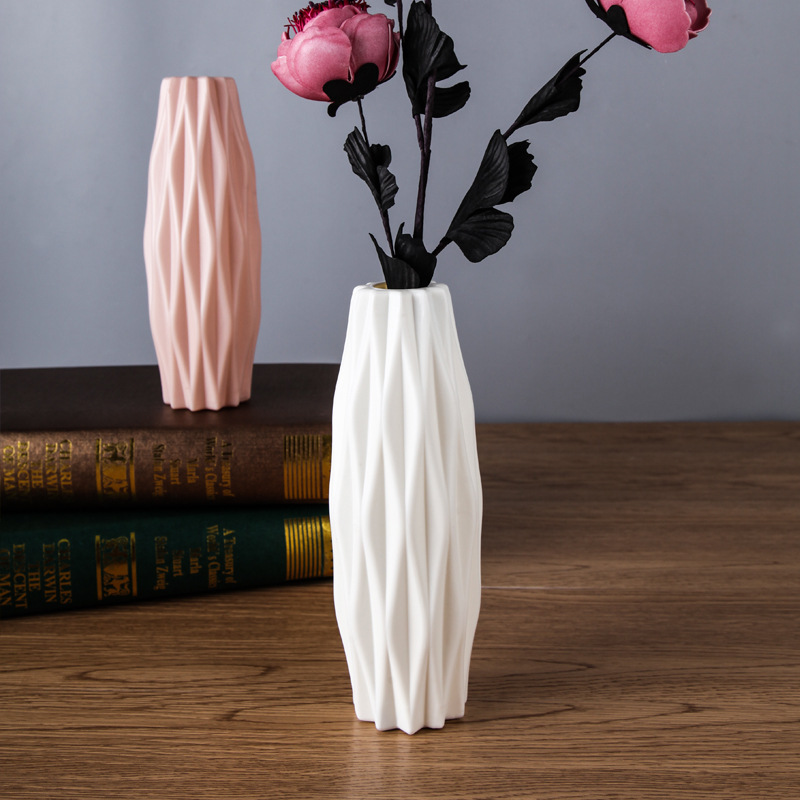 厂家直销塑料花瓶北欧色花瓶创意茶花摆件干湿花花瓶详情图1