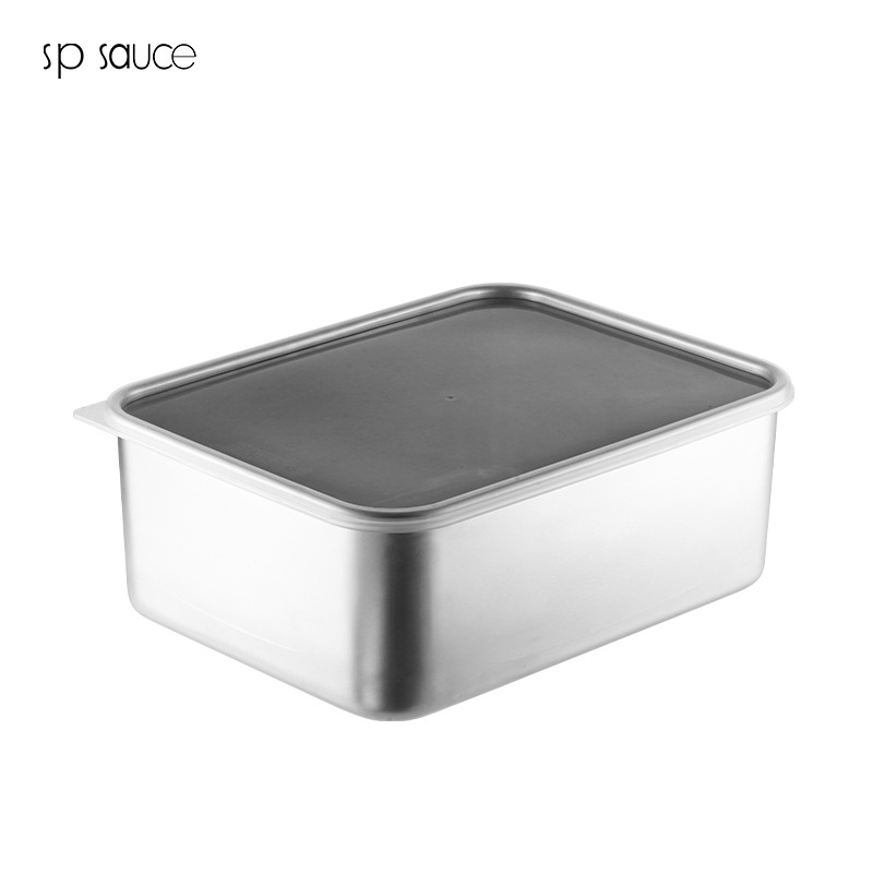 Japanese 304 stainless steel food storage box, kitchen and household use with lid seal, food-grade refrigerator storage, freezing and refrigeration box Item Picture