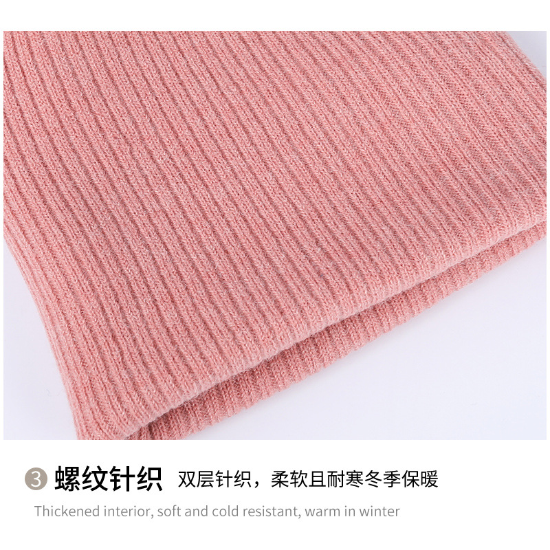 Autumn And Winter Alpaca Wool Warm Woolen Hat Cross-Border Explosive Hat Bib Gloves Three-Piece Thick Knit Cap Specification drawing