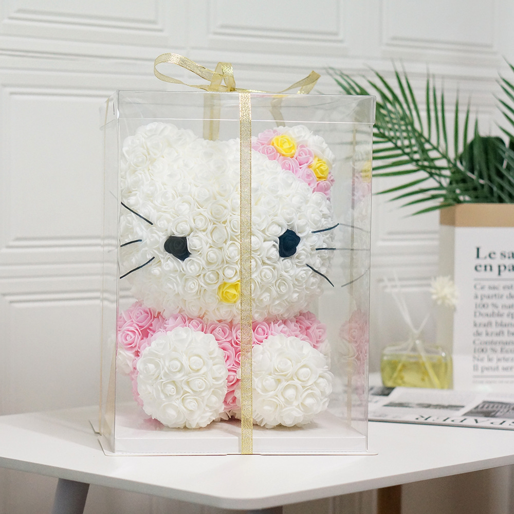 哈喽KT猫生日礼物批发七夕永生花花束教师节礼物玩具送女朋友礼盒细节图