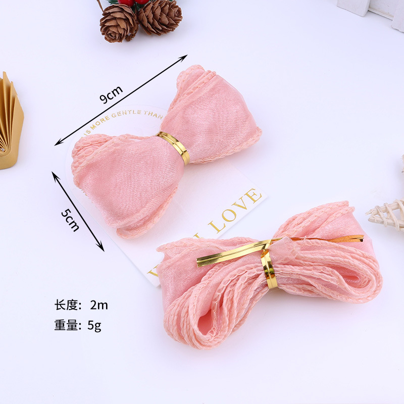 4cm colorful gauze ribbon flower gift, bow chiffon ribbon souvenir, wave fishtail gauze ribbon flower shop Specification image