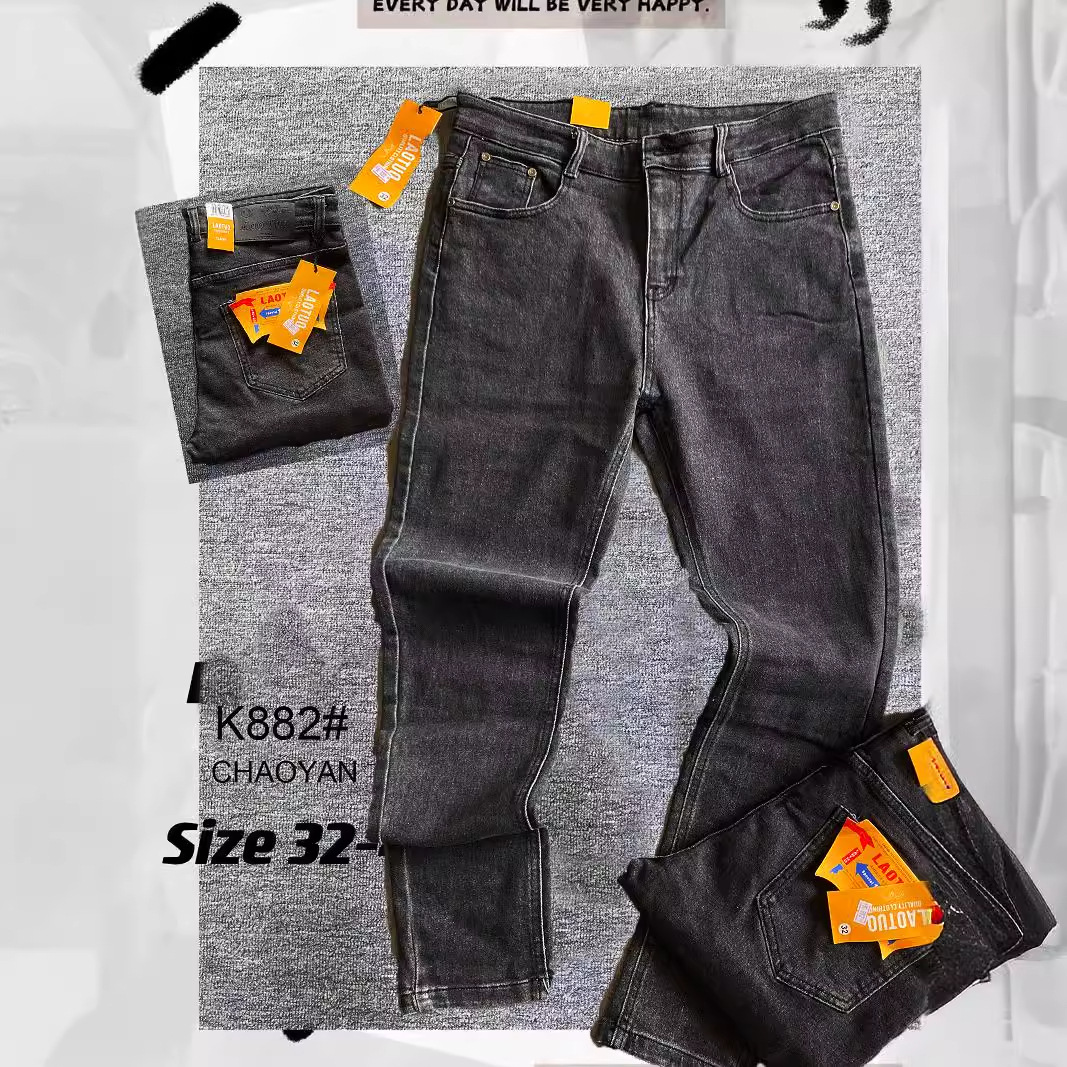 Wholesale factory of men's jeans, export straight-leg jeans, cross-border men's jeans trade foreign men Specification drawing
