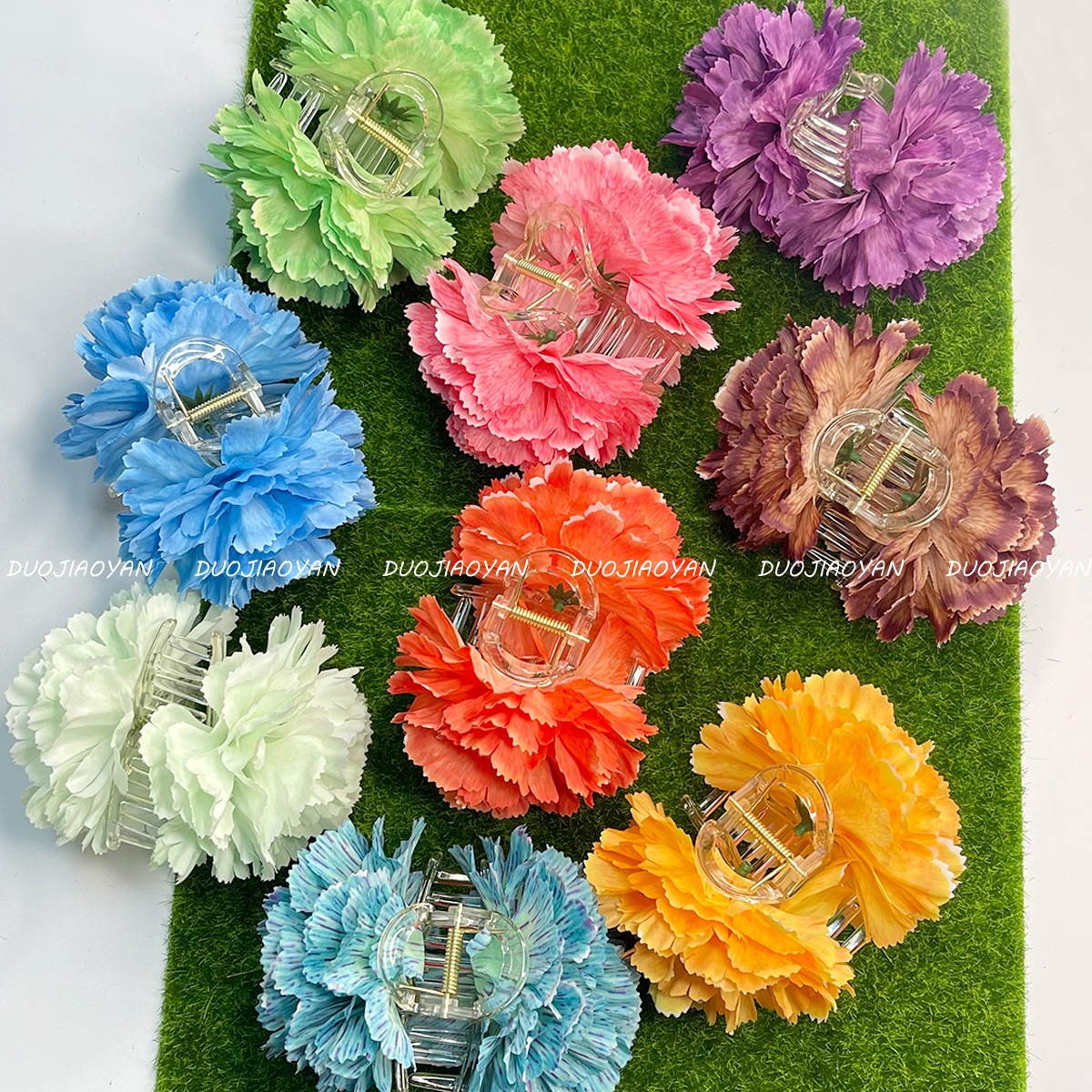 New and bright peony flower hair clips, half-tied hair clip at the back of the head, vacation atmosphere photo, shark clip, updo hair for women details Picture