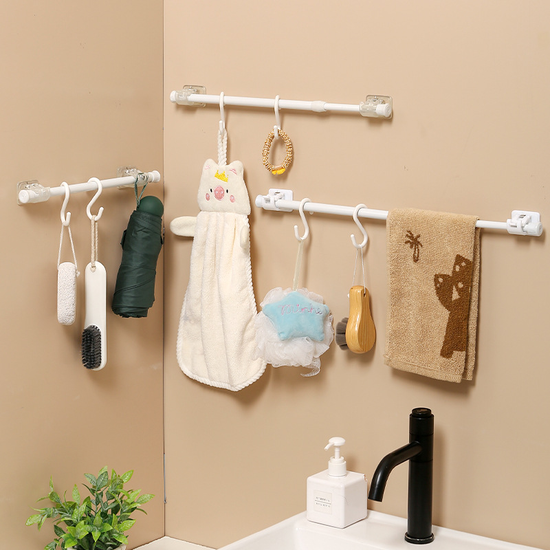 Curtain rod hook, curtain rod clamp, fixator, no-drilling adhesive bracket clamp, crossbar, door curtain telescopic rod adhesive hook Specification image