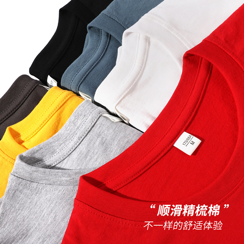 180g combed cotton men's long-sleeved T-shirt, long neck, trendy cultural T-shirt, printed logo T-shirt base layer, solid color Application Scenario