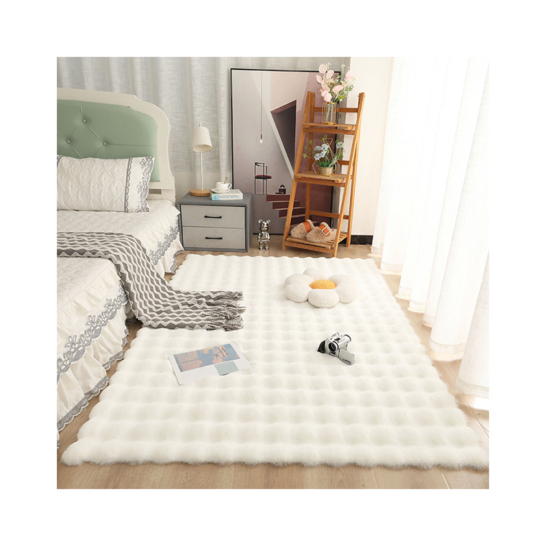Cross-border Amazon bubble fleece floor MATS, high-end solid color bedside blankets for girls' bedrooms, plush living room carpets all over Item Picture