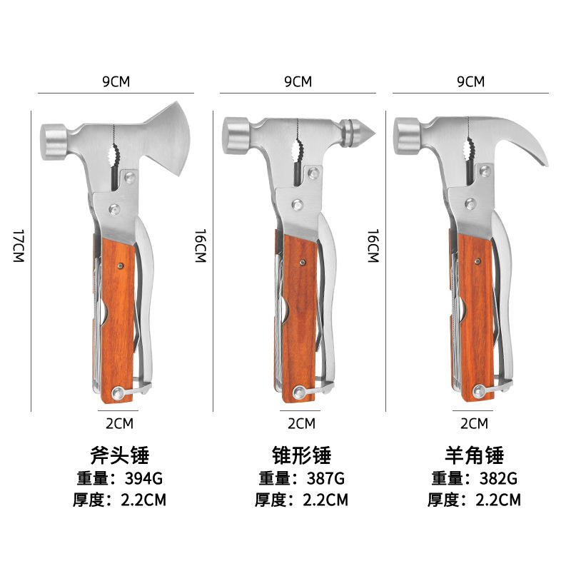 Outdoor multi-functional axe, portable car tool, camping tent hammer, home camping emergency rescue hammer Specification image