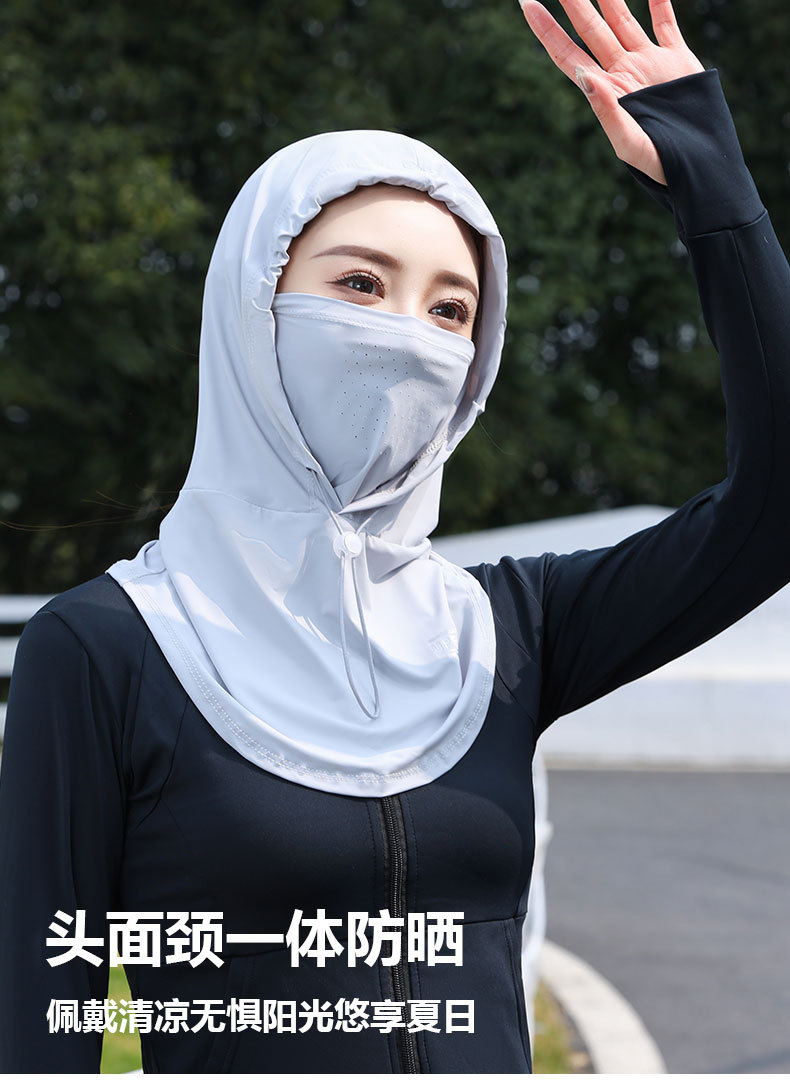 防晒面罩女夏季全脸薄款防紫外线口罩骑行护颈一体防晒帽冰丝男士详情3