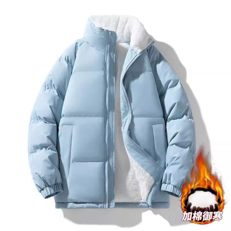 Winter lambskin cotton-padded clothes, down cotton-padded jackets, men's stand-up collar outdoor bread jackets, thickened warm coats, couple cotton-padded jackets details Picture