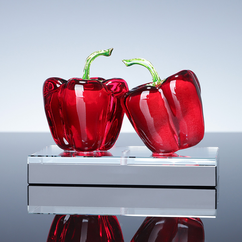新款轻奢青椒水晶工艺品成对桌面客厅车载汽车香水红椒模型摆件