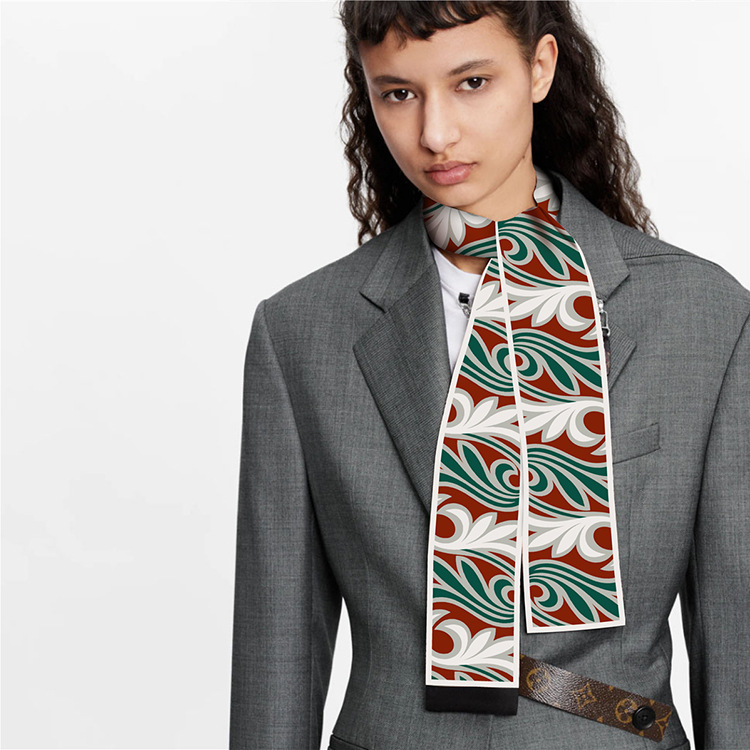 High-quality classic Dunhuang pattern hair tie, double-sided flat corner binding bag strap, stylish suit scarf for women details Picture